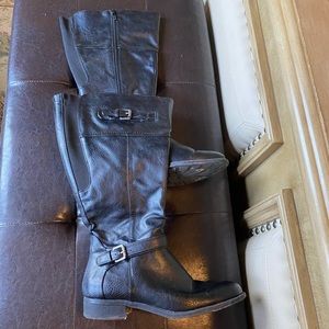 Ladies knee high boots extra wide calf very comfortable low heel